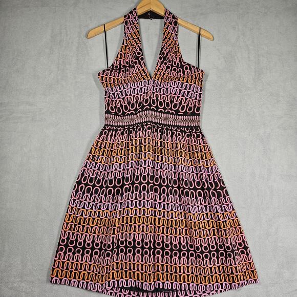 Trina Turk Halter Dress Womens Size 2 Campania Loop Y2K Retro Party Wedding - Picture 1 of 13
